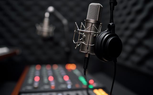 Moderne podcaststudio med profesjonelt utstyr
